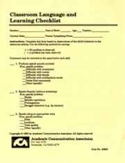 classroom language and learning checklist