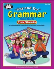 say and do grammar game boards reproducible fun sheets