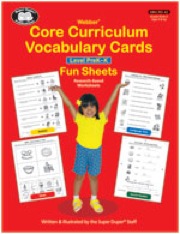 webber core curriculum vocabulary cards fun sheets, level prek-k