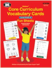 Webber Core Curriculum Vocabulary Cards Fun Sheets, Level PreK-K