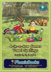 dandelion readers, 4-in-a-row games vowel spellings